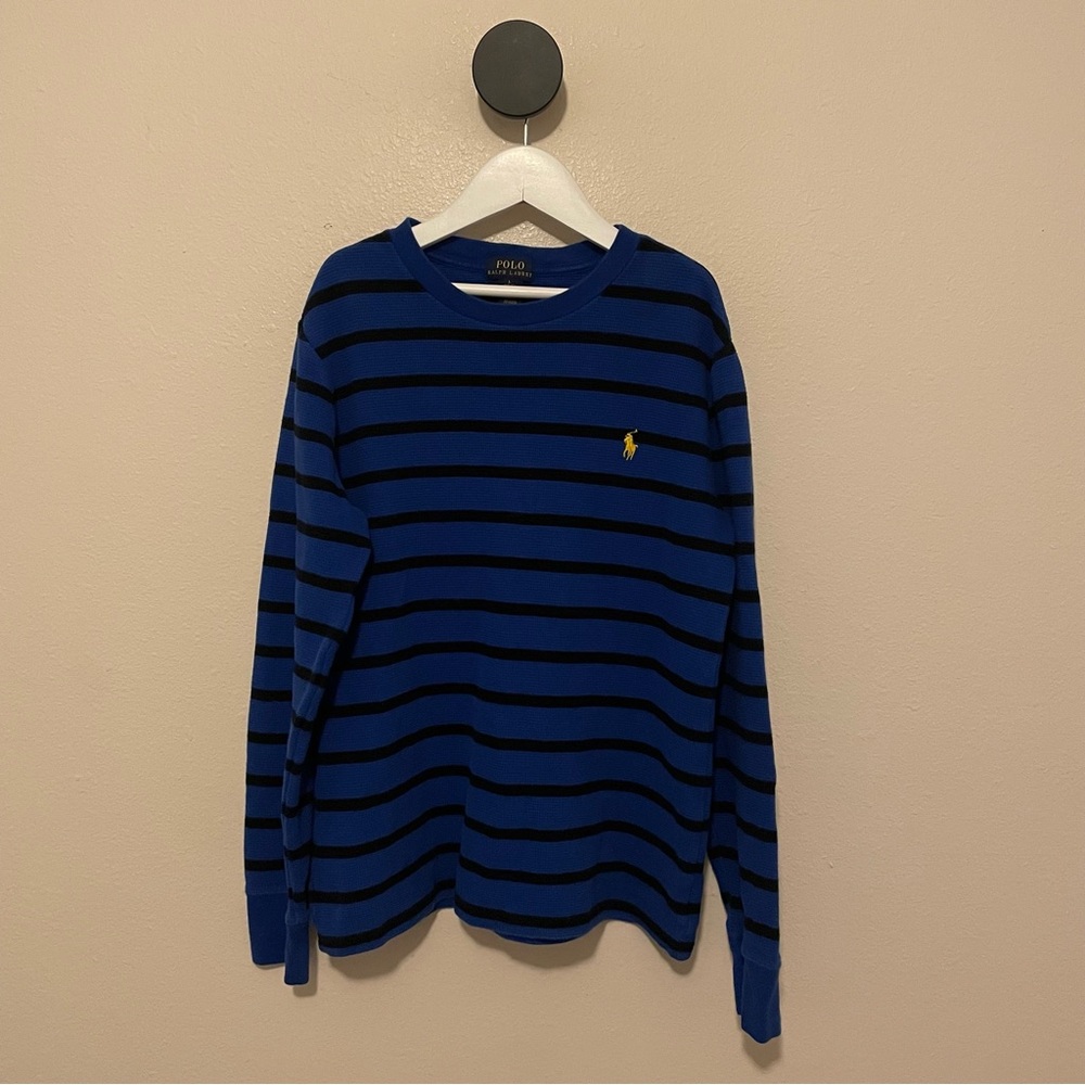 Polo Ralph Lauren Boys Blue & Black Stripe Long Sleeve Shirt